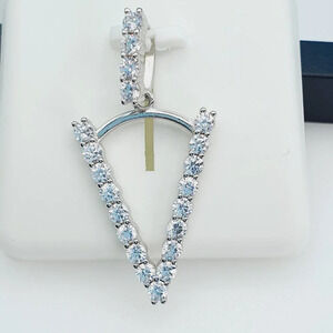 "925 Sterling Silver Cubic Zirconia Initial Pendant, UU1P6A6188